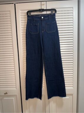 Oat New York Dark Blue High-Rise Wide Leg Jeans
